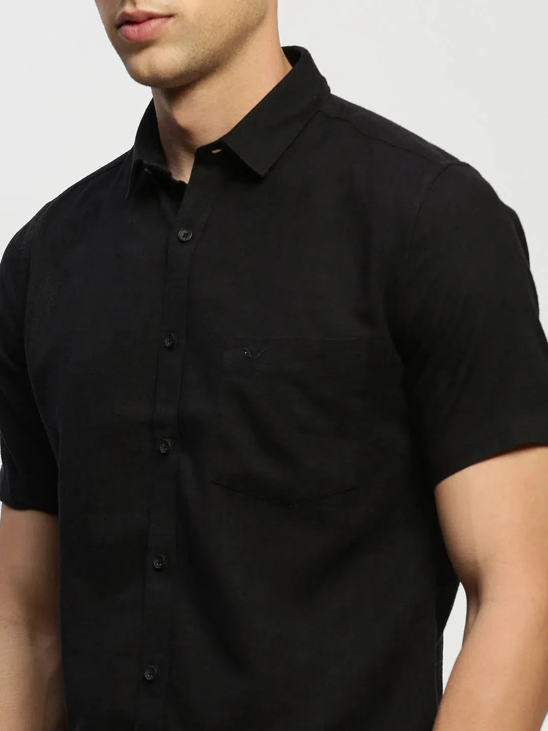 Black Mens Shirt - Solid Cotton Formal Shirt | DesiQlo