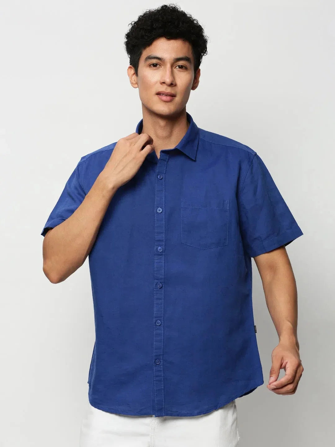 Shop Blue Solid Mens Shirt - Cotton Casual Shirt | DesiQlo