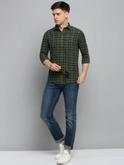 Men Green Checked Casual Shirt-DALTONCHECKS-4103-Green