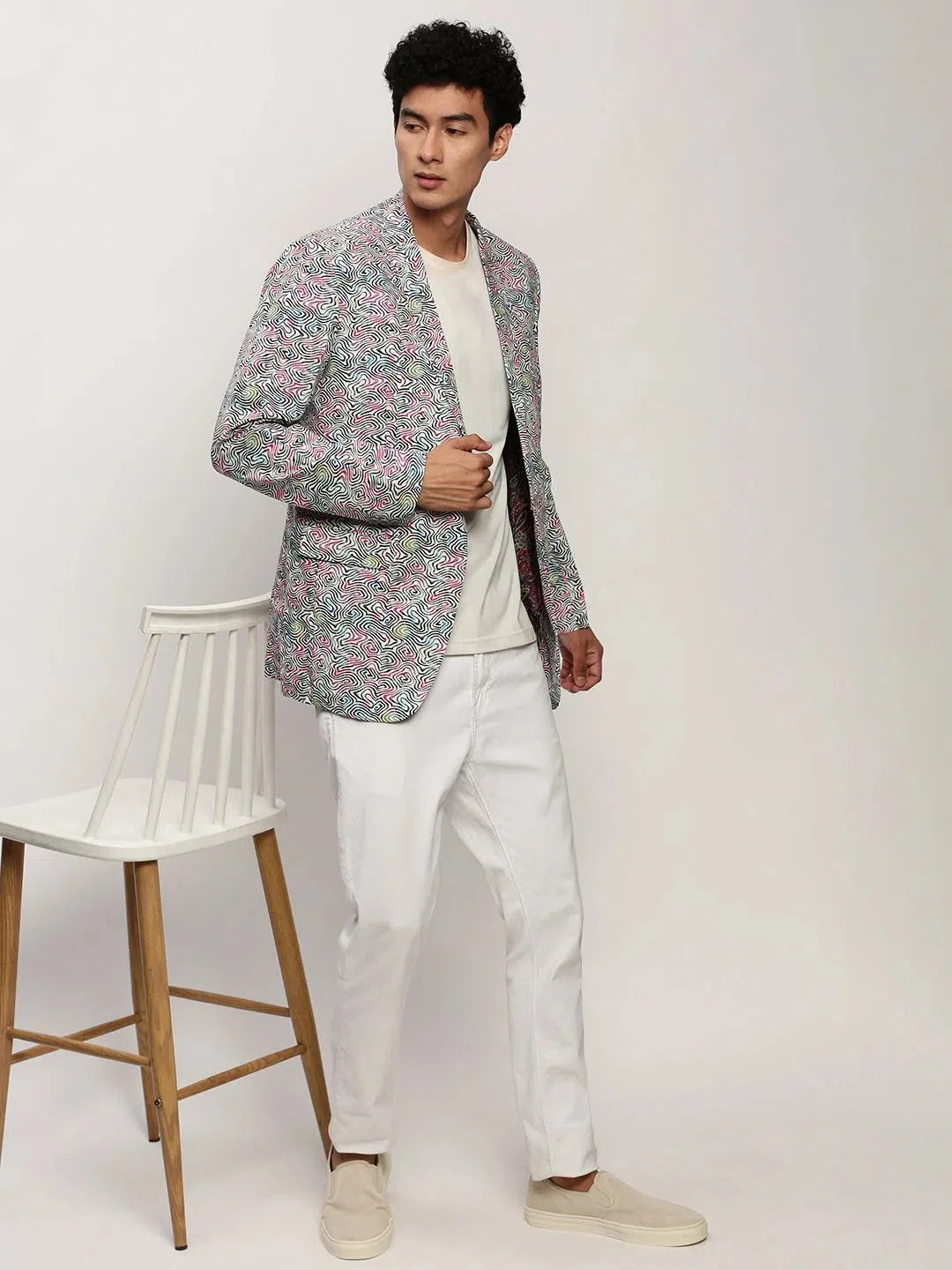 White Printed Modi Jacket | Men's Indian Nehru Jackets