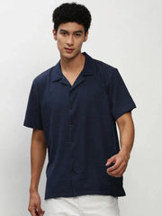 Men Navy Solid Casual Shirts-AGASTHYA-1590-Navyblue