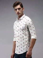 Men Beige Printed Casual Shirt-ORIGINPRINT-1750-Cream