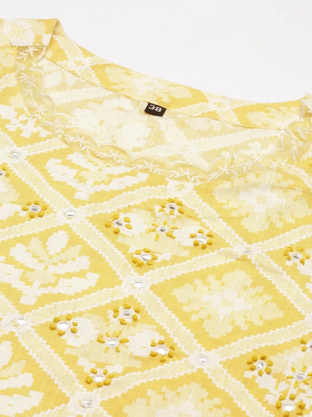 Yellow Printed Women's Indian Kurta Sets | Cotton