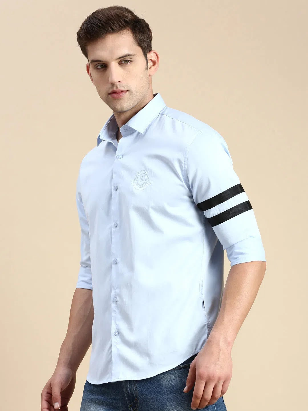 Stylish Blue Solid Mens Shirt - Cotton Casual Shirt | DesiQlo