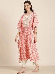 Women Coral Floral Kurta Set-BCK-1274-Coral