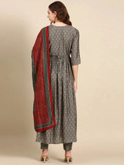 Women's Green Printed Kurta SetKC-1014-Green