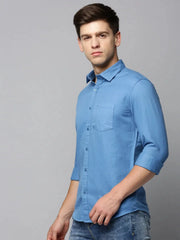 Men Blue Solid Casual Shirt-PRO-ETWILL-4680-Blue