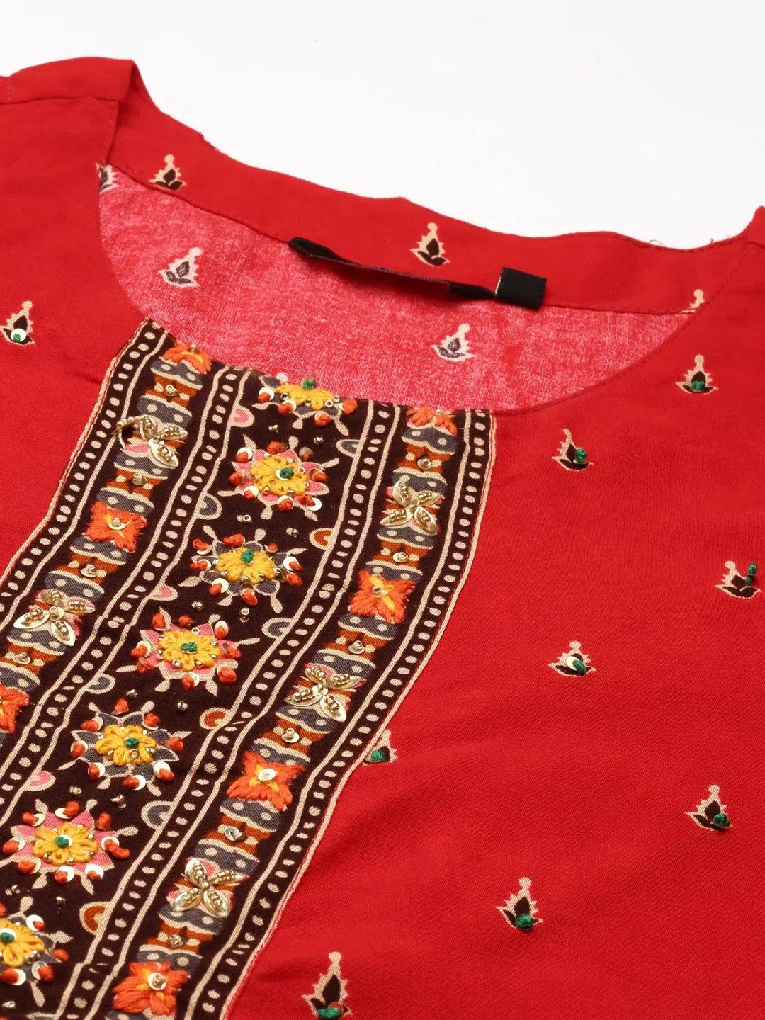 Red Embellished Anarkali Kurta | Viscose Anarkali Dress - DesiQlo