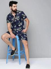 Men Navy Printed Co Ord Set-AM-66-15-Navyblue