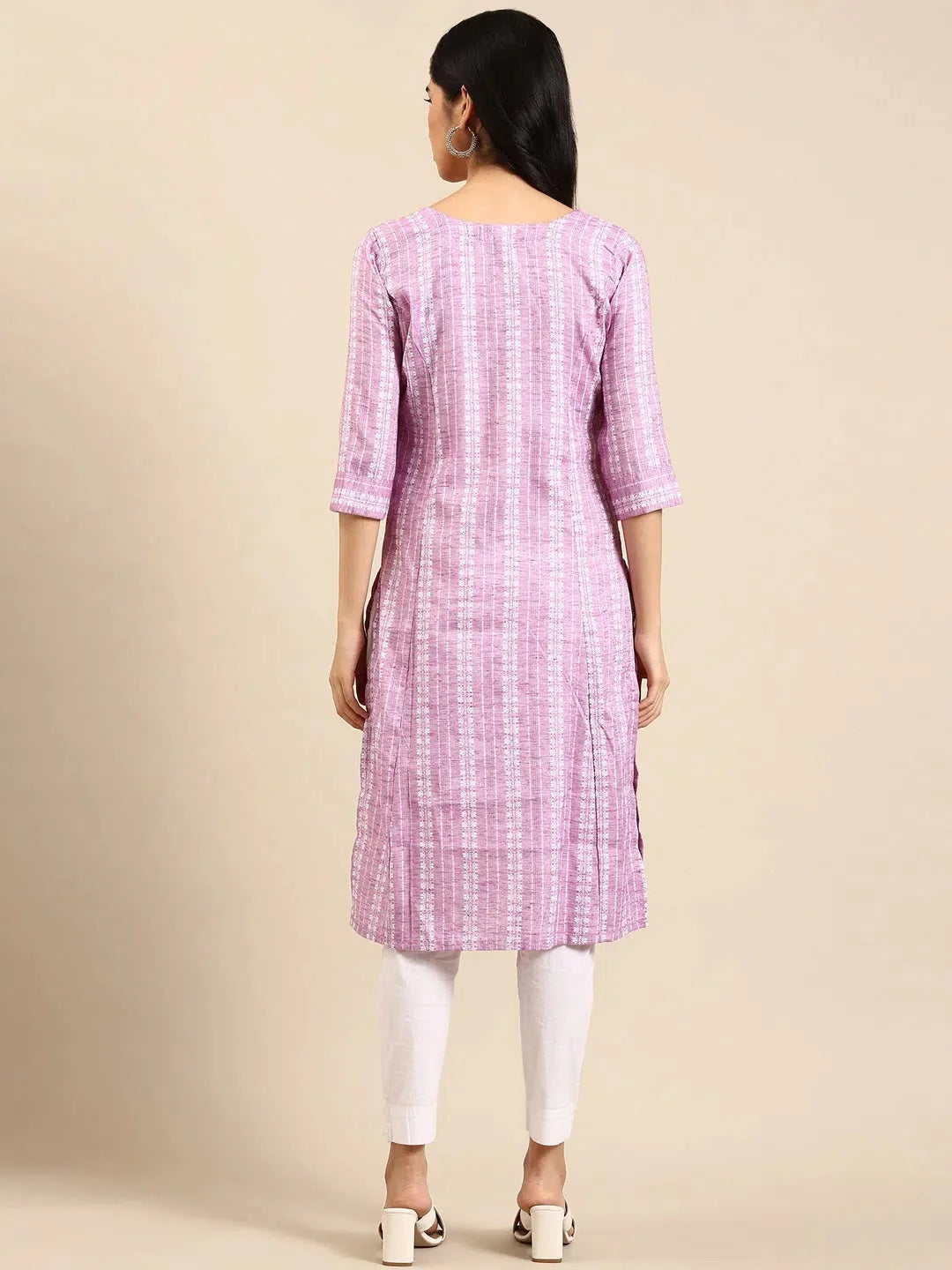 Lavender Cotton Straight Indian Kurta for Women | DesiQlo