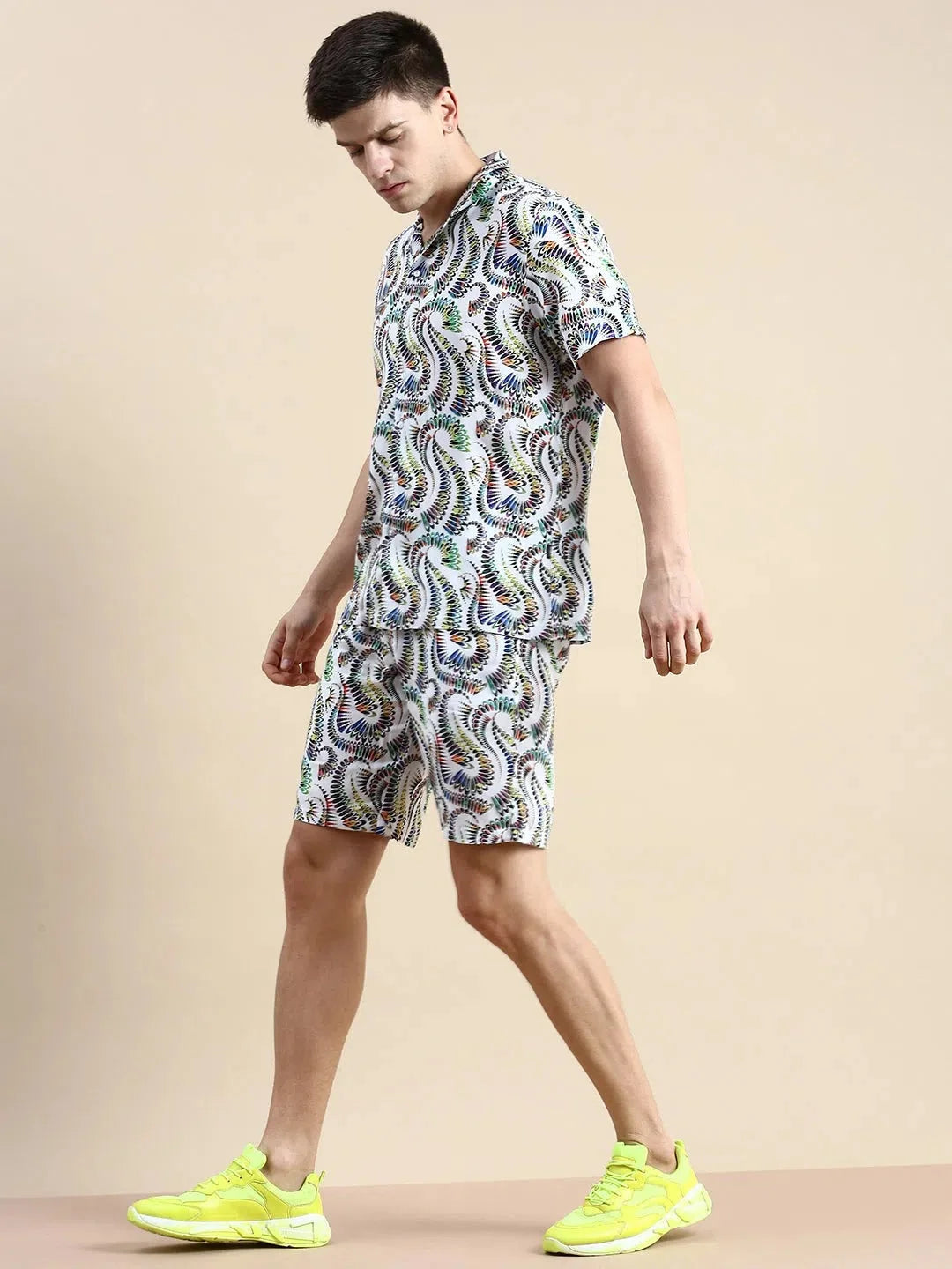 White Printed Casual Co ord Set - Men's Two Piece Outfit Online