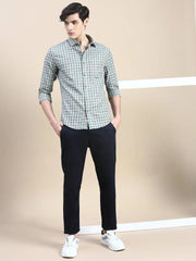Men Green Checked Casual Shirt-ALBACHECKS-76-Green