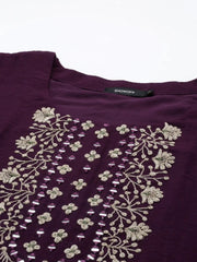 Women's Purple Printed Straight Kurta-SKC-812-Violet
