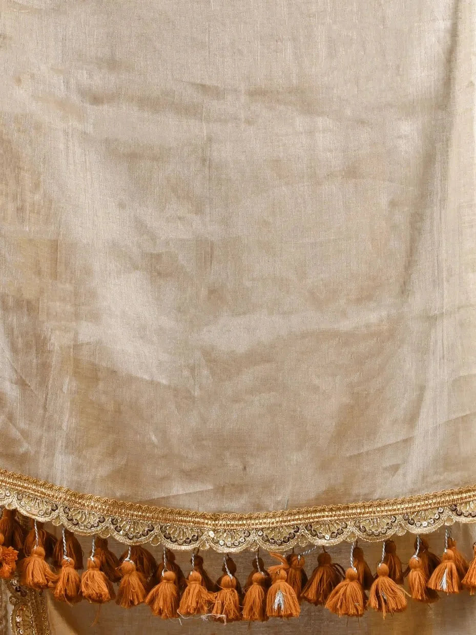 Golden Tissue Cotton Saree with Gota Patti | Indian Sarees