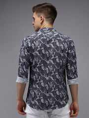 Men Blue Printed Casual Shirt-PARKERPRINT-1545-Navyblue