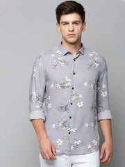 Men Grey Printed Casual Shirt-EECOPRINT-2049-Grey