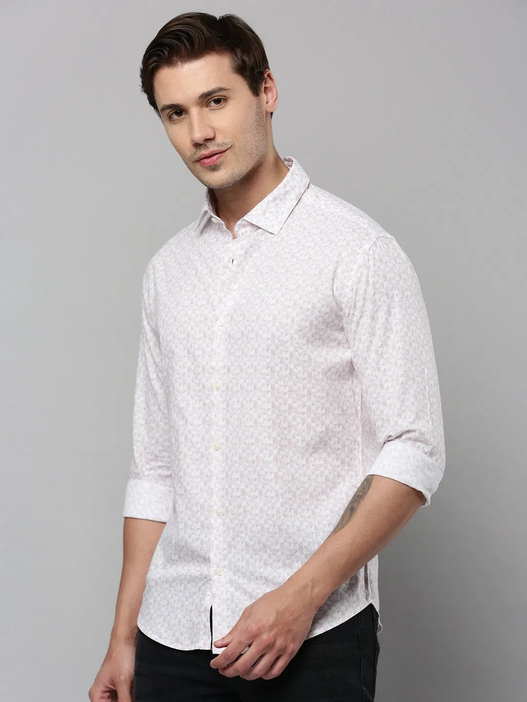 Men's White Printed Cotton Shirt | Stylish Casual Shirt
