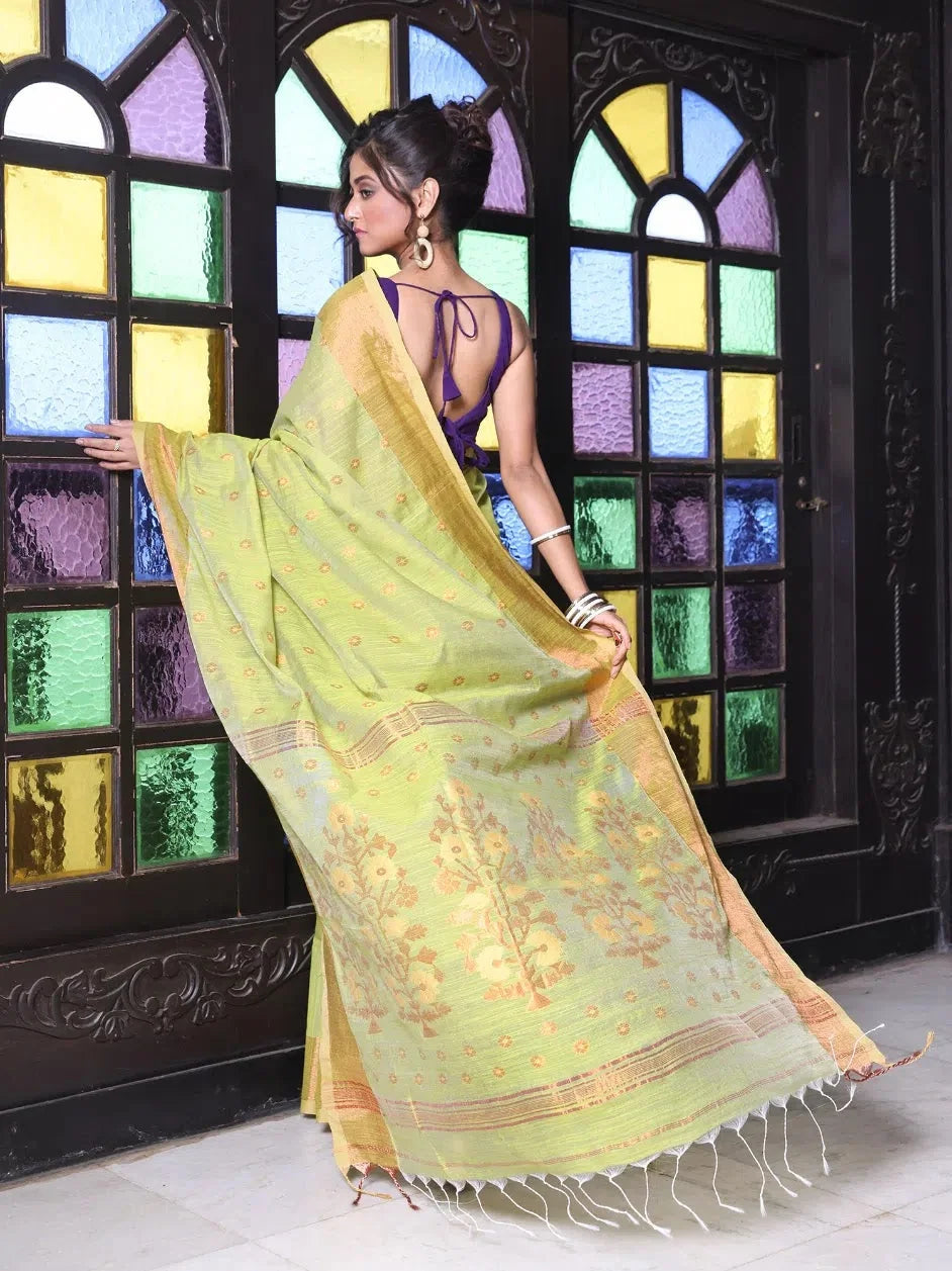 Light Green Cotton Saree: Designer Sarees India