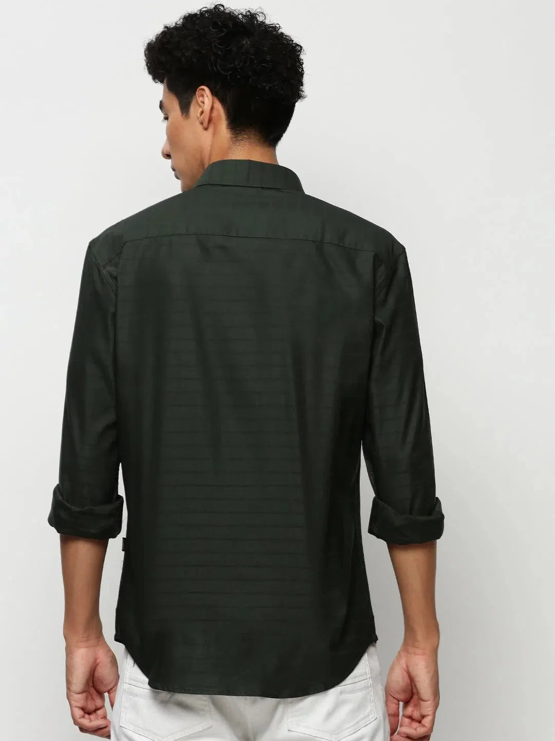 Trending Men's Green Striped Cotton Shirt | Casual Style