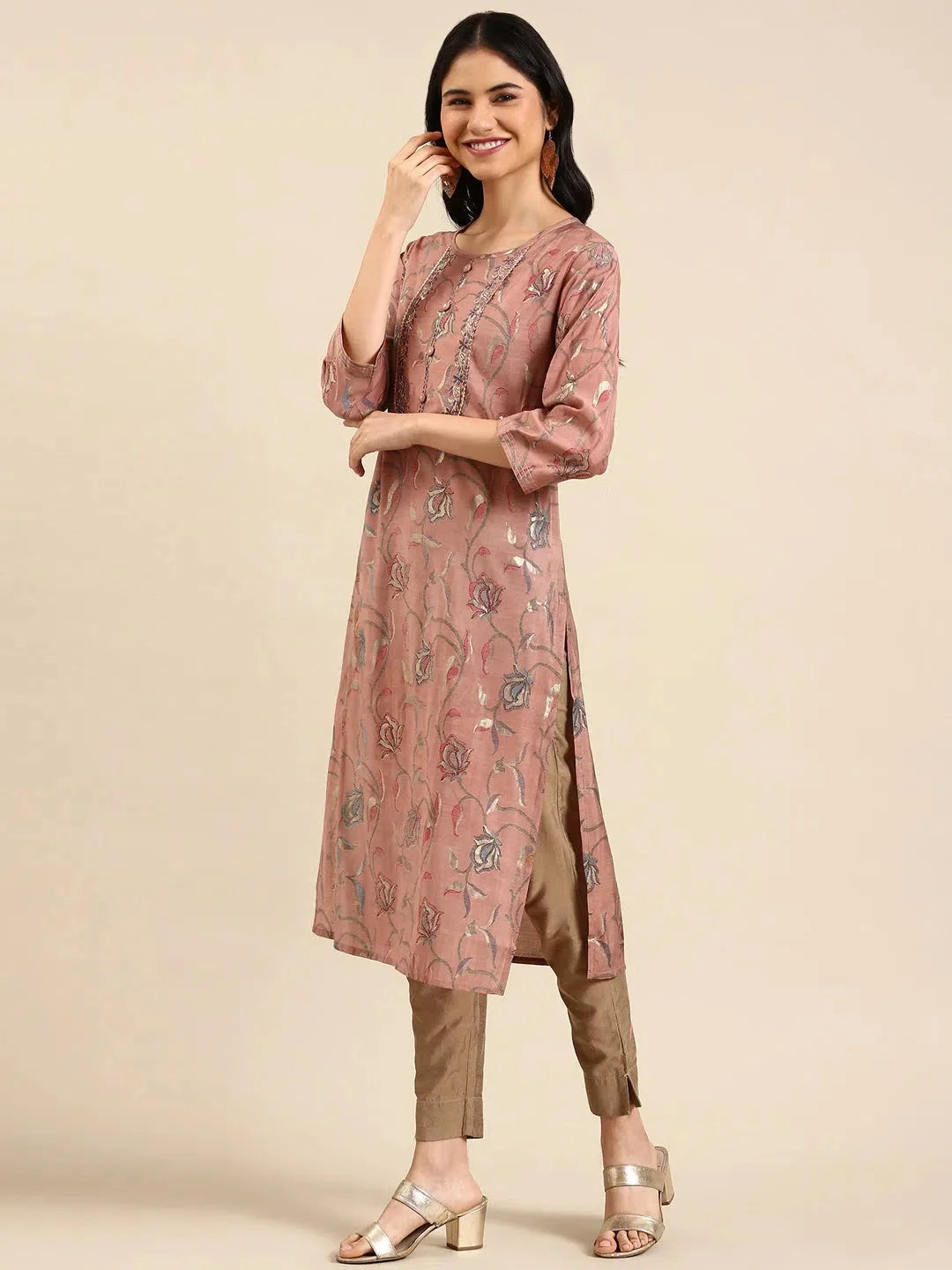 Purple Printed Straight Kurta - Women's Modern Indian Kurtas