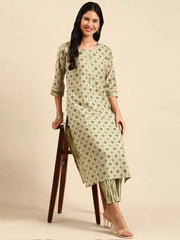 Women's Olive Printed Kurta SetKC-801-Olive