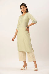 Women's Green Solid Straight Kurta-DF-1197-Green