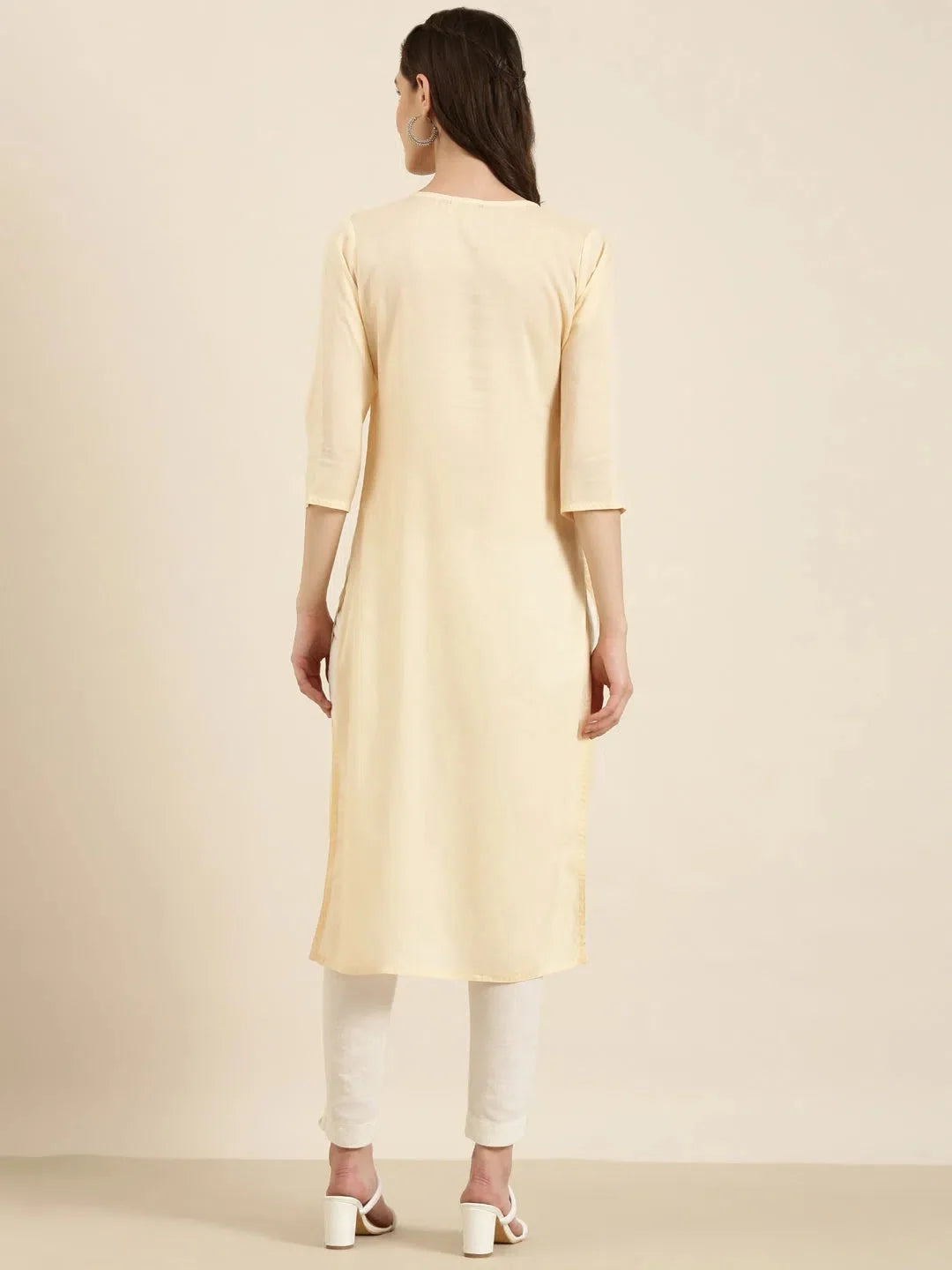 Peach Solid Cotton Kurta | Indian Kurtis for Women Online