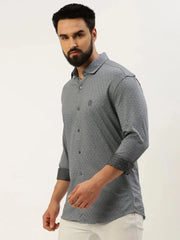 Men Grey Solid Casual Shirt-ATHERKNITS-4996-Grey