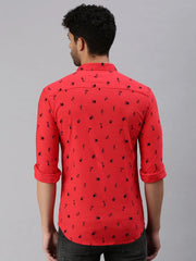 Men Red Printed Casual Shirt-STANDARDPRINT-1307-Red