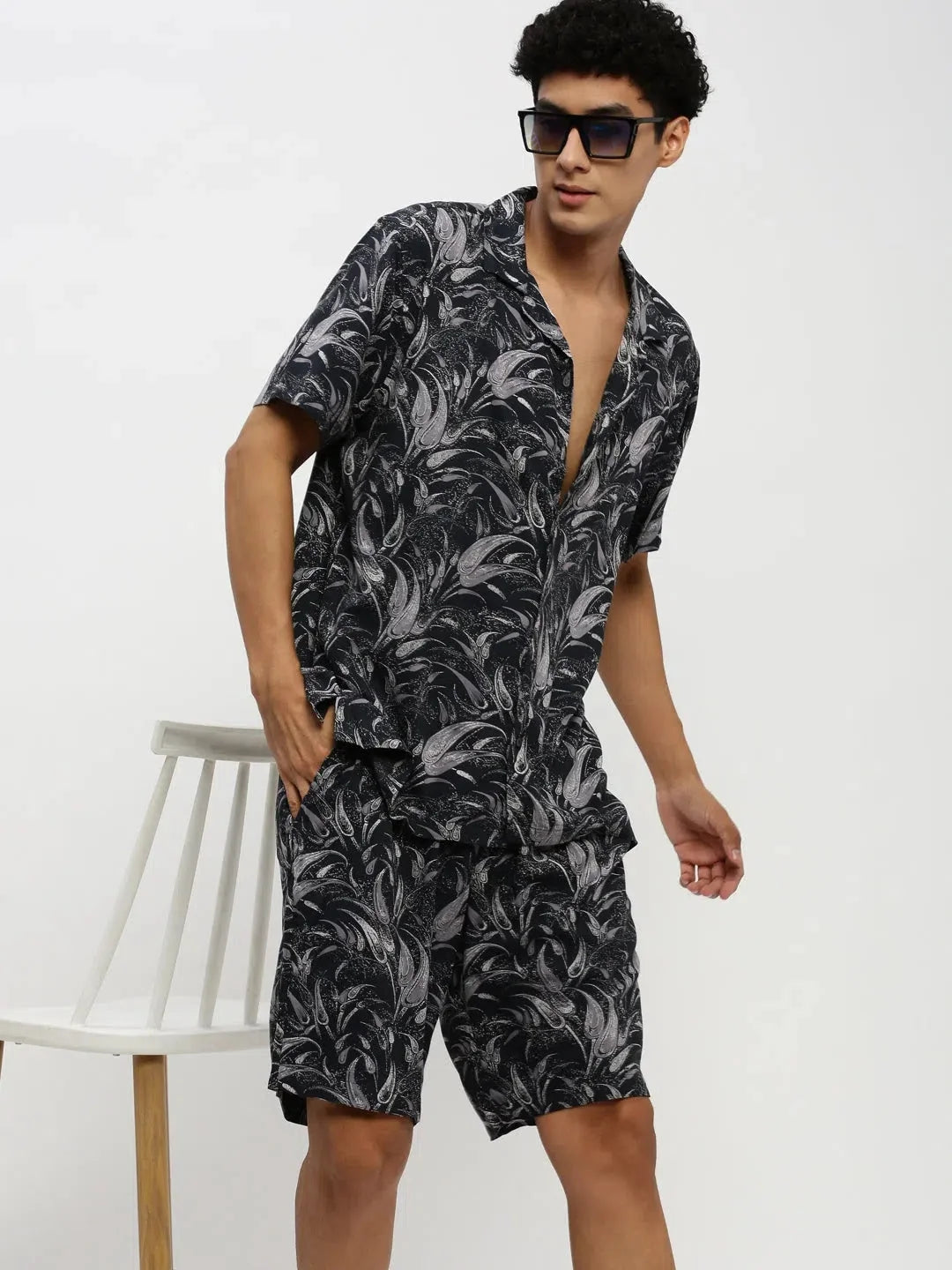 Men Teal Printed Co ordSet-HIPHOP-M182P-1625-Teal