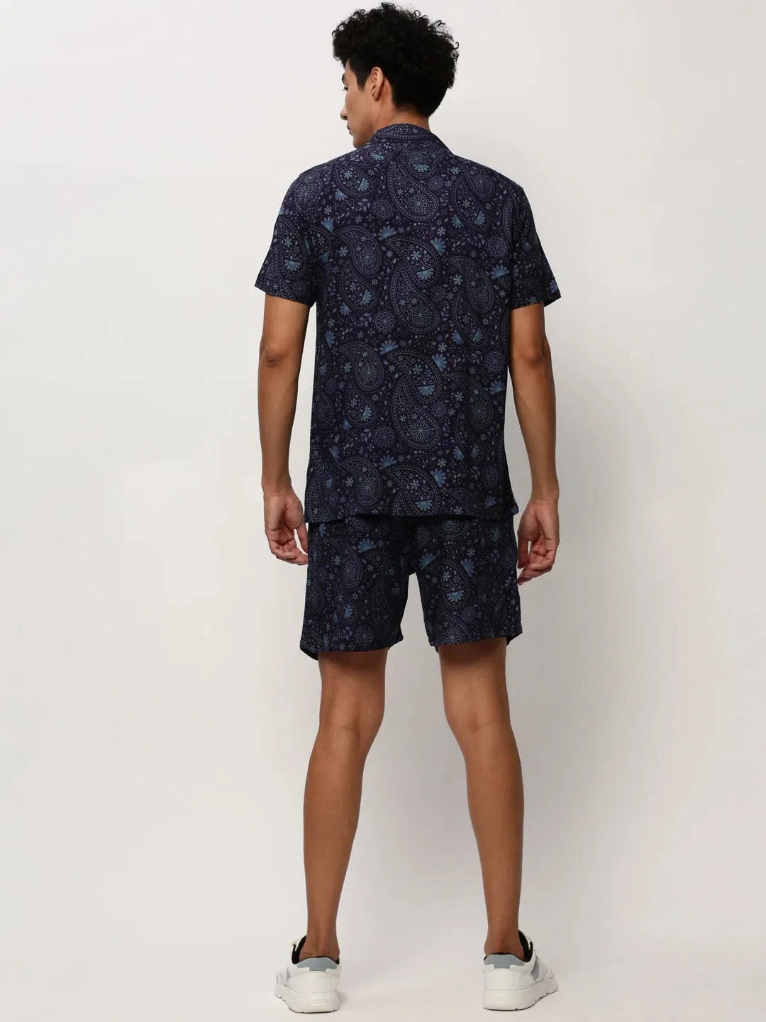 Men's Navy Printed Co ord Sets - Casual Two Piece Sets