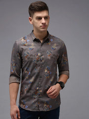 Men Grey Printed Casual Shirt-PARKERPRINT-1543-Grey
