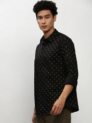 Men Black Printed Casual Casual Shirts-YAYIN-1581-Black