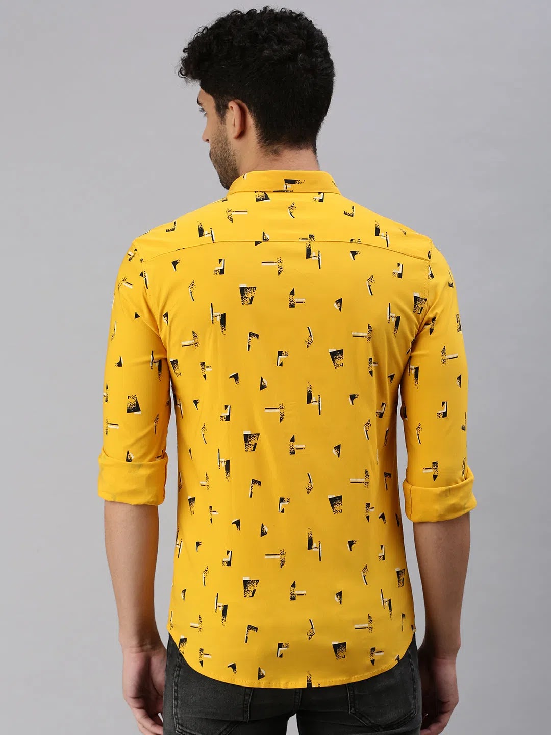 Mustard Printed Mens Shirt - DesiQlo Casual Cotton Polo Shirts