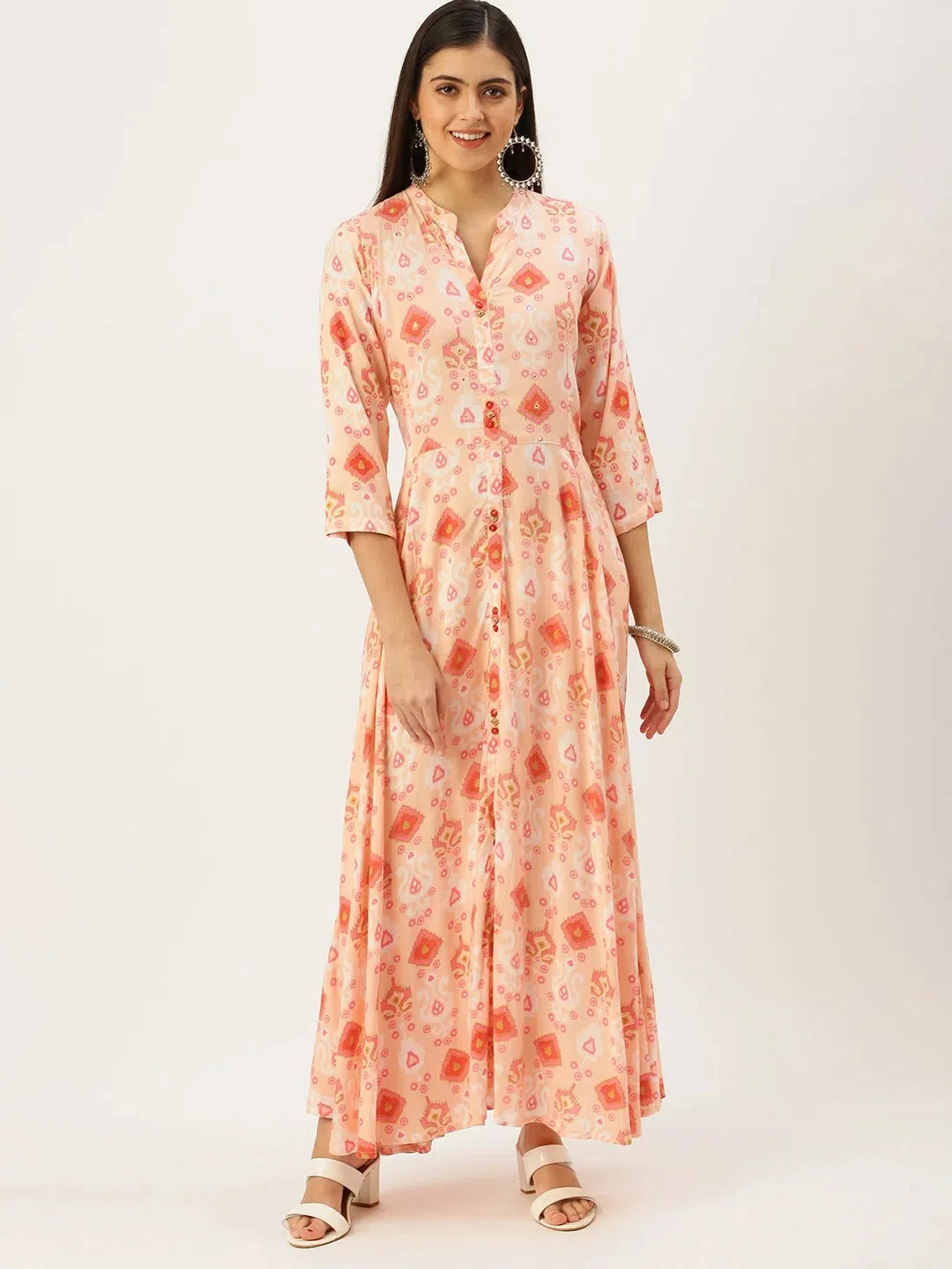 Pink Printed Anarkali Kurta for Women - DesiQlo Online