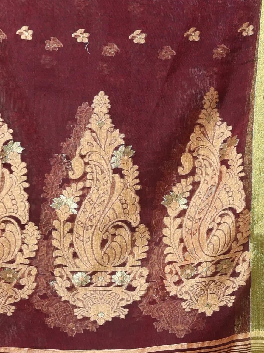 Maroon Cotton Saree | Designer Sarees India