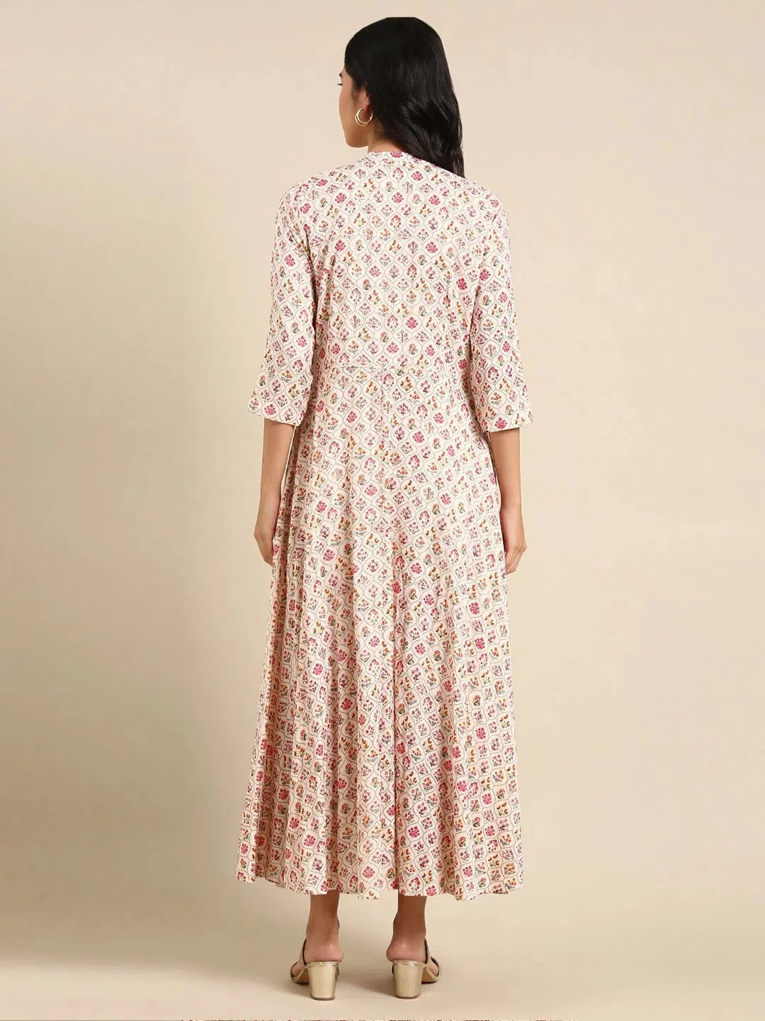 Cream Printed Anarkali Kurta - Women's Trendy Anarkali Suit