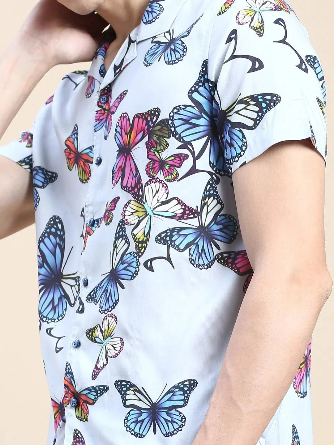 Grey Printed Mens Two Piece Sets - Casual Co ord Sets for Men