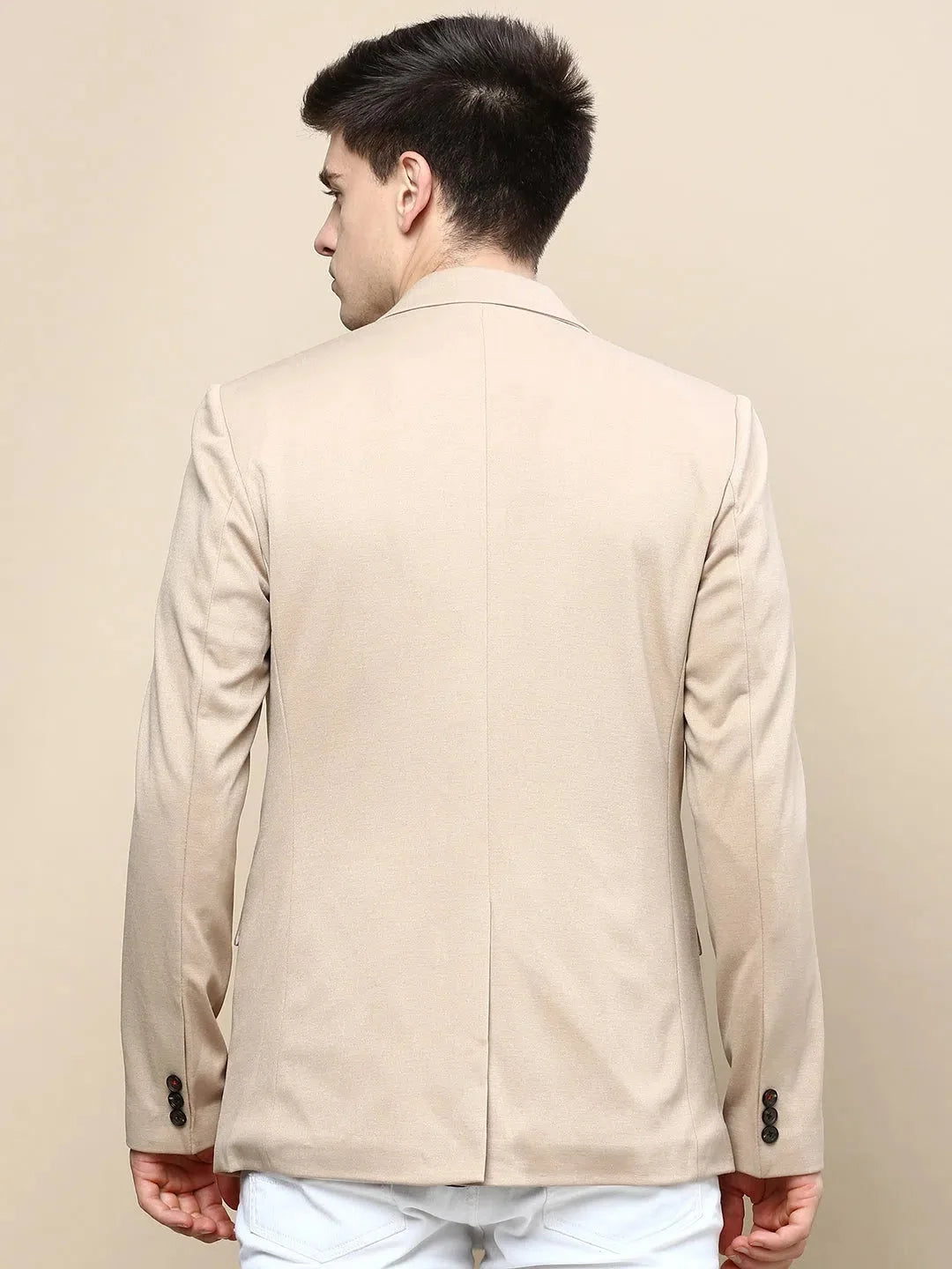Beige Nehru Jacket for Men - Solid Cotton Modi Jacket