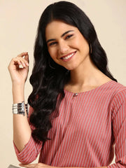 Women's Purple Striped Kurta SetKC-853-Mauve