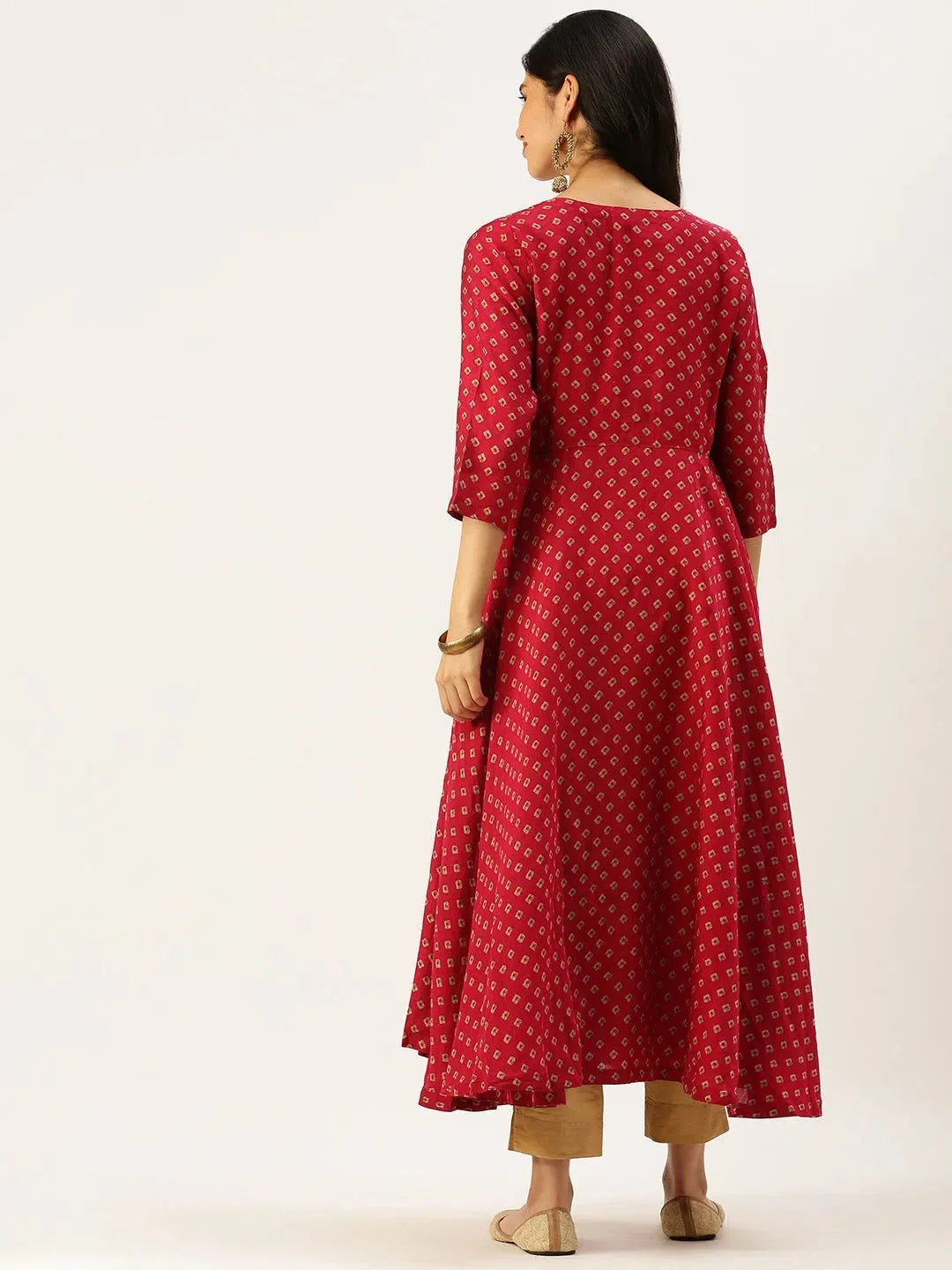 Pink Printed Cotton A-Line Kurtas for Women | Indian Kurtis