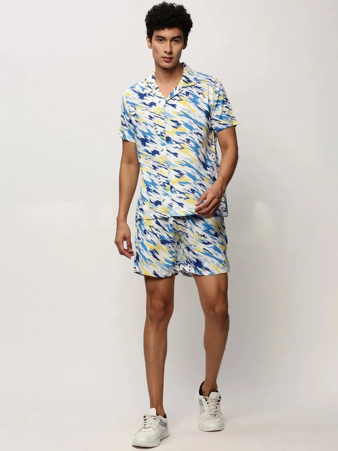 White Printed Co ord Sets Men - Casual Two Piece Sets Online