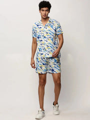Men White Printed Casual Co ords-AM-98-15-White