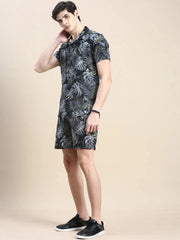 Men Black Printed Casual Co ord Set-AM-91-5-Black