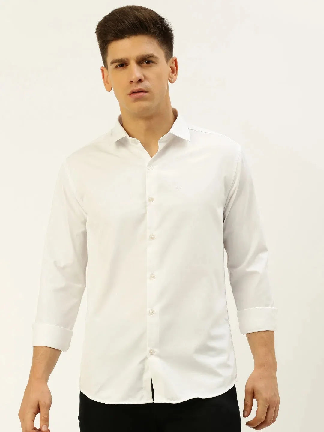 Men's White Solid Cotton Shirt | Classic Casual Style