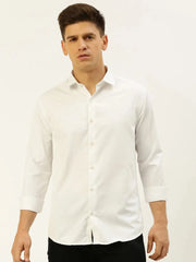 Men White Solid Casual Shirt-PARXPLAINDOBBY-3153-White