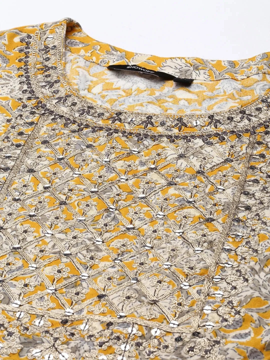 Yellow Printed Cotton Kurta Sets for Women | Indian Kurta Sets