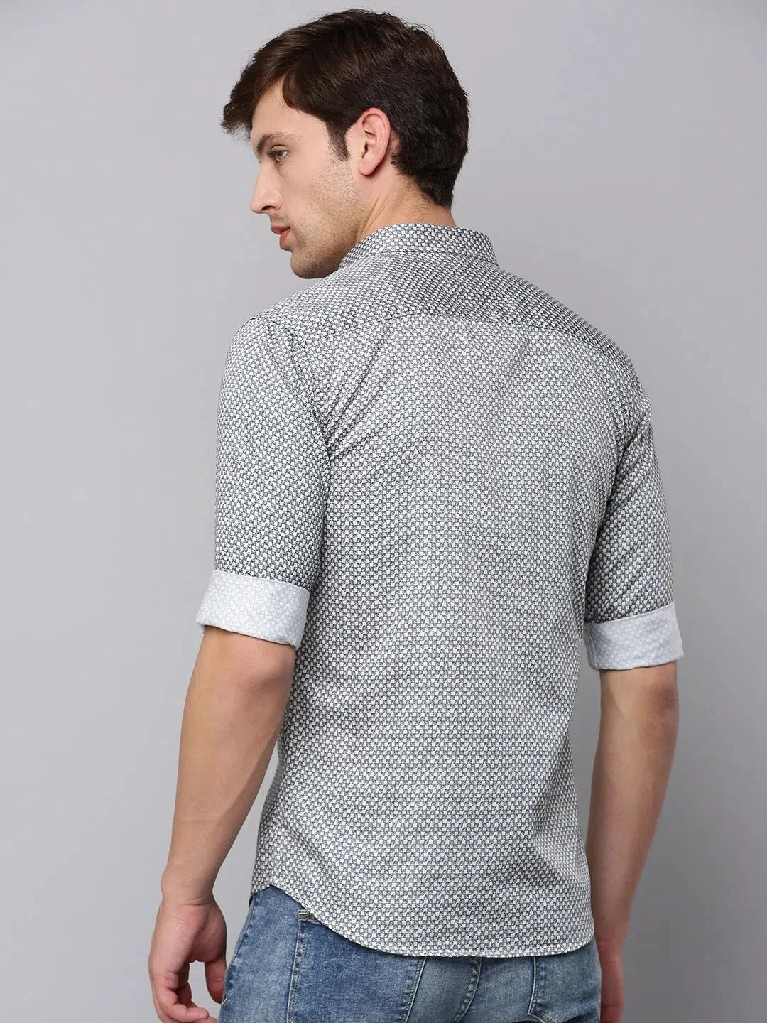 Cream Printed Mens Shirt - Stylish Cotton Casual Shirt