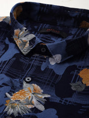 Men Blue Printed Casual Shirt-PARKERPRINT-1558-Navyblue
