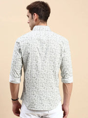 Men Green Printed Casual Shirt-IKIGAIPRINTS-8812-Green